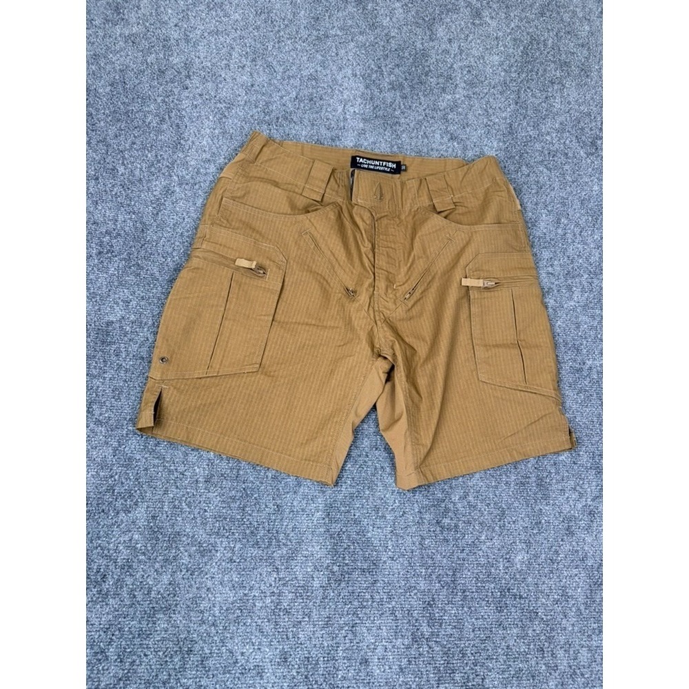 TACHUNTFISH Men's TRipstop Cargo Shorts  Khaki Outdoor Fishing Hiking Size 32